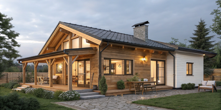 Esta residência em L une funcionalidade, integração e estética rústica para criar refúgio acolhedor de 2 dormitórios