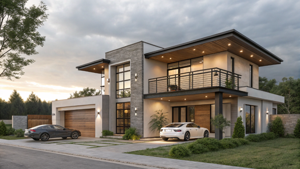 130 metros quadrados de inovação: casa industrial com pé-direito alto, mezanino e varanda conectando interior e exterior