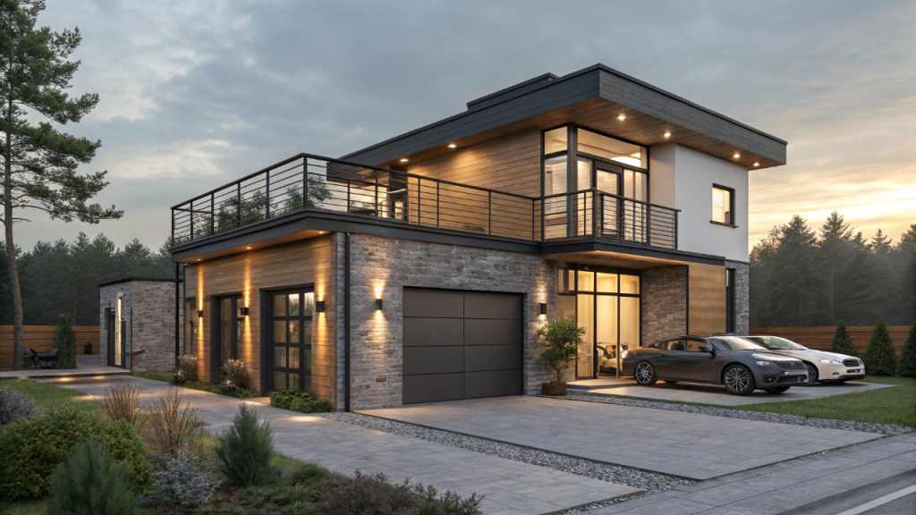 130 metros quadrados de inovação: casa industrial com pé-direito alto, mezanino e varanda conectando interior e exterior