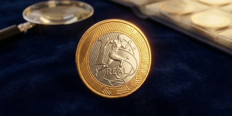 Moeda brasileira de um real com possíveis erros de cunhagem muito valorizados por colecionadores