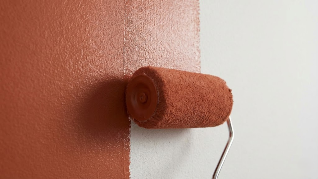 Mistura de massa corrida com corante sendo preparada em balde para pintura residencial