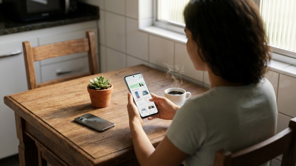 Moto G35 5G em uso cotidiano, mostrando design premium e tela fluida
