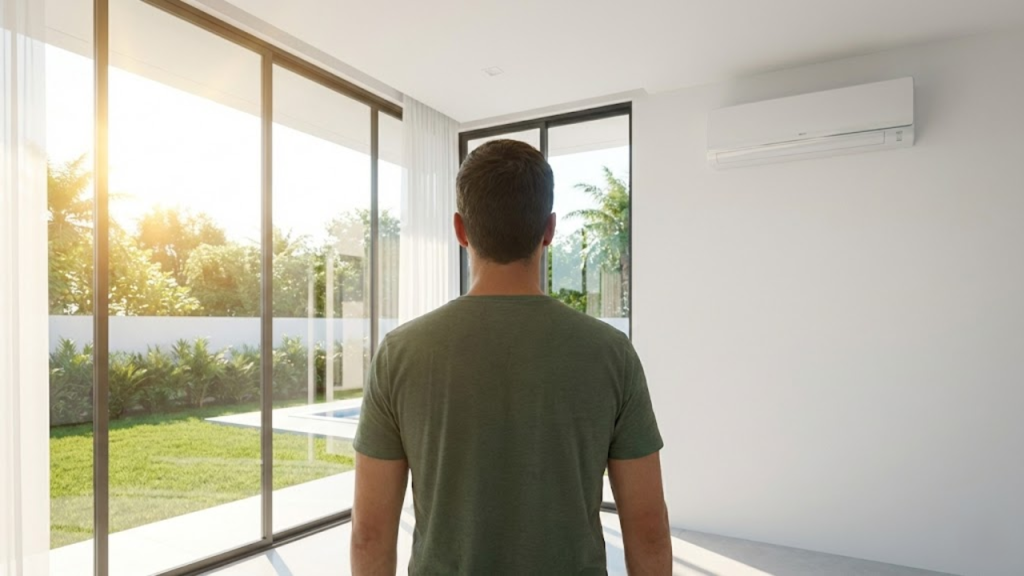 Interior de casa de EPS fresca e moderna em um dia ensolarado