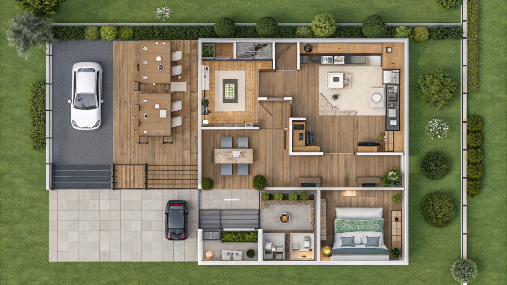 Planta inteligente de casa térrea de 92 metros quadrados valoriza espaço, conforto e convivência familiar