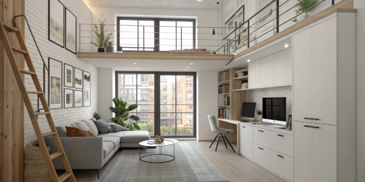 Projeto de loft pequeno: conforto, funcionalidade e estética clean em apenas 5x8 metros urbanos
