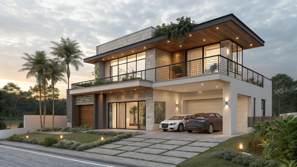 Sobrado industrial com varanda panorâmica, 3 quartos e conceito loft para conforto urbano moderno