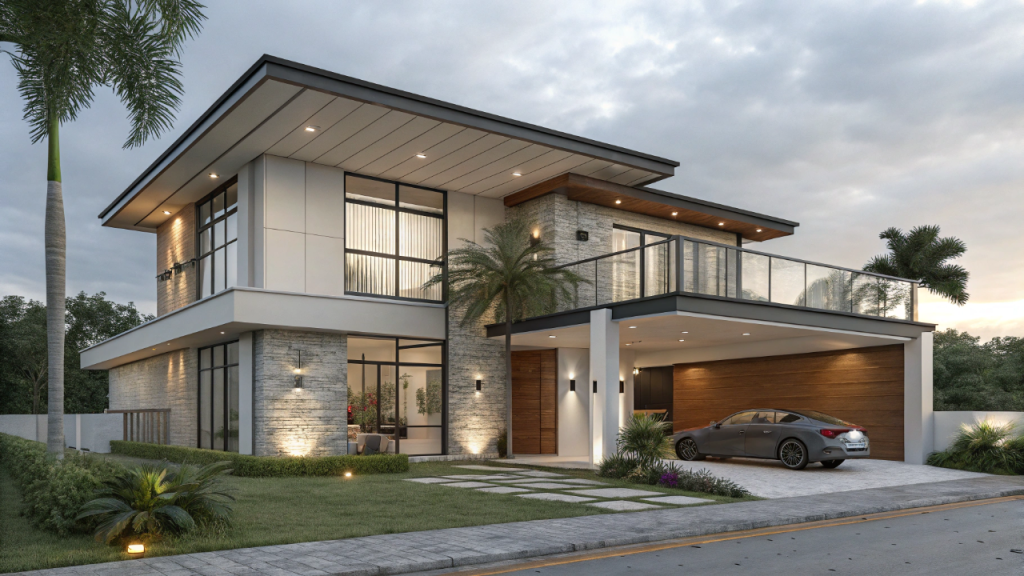 Sobrado industrial com varanda panorâmica, 3 quartos e conceito loft para conforto urbano moderno