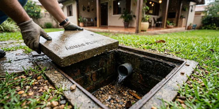 A solução com reservatório de retardo que evita acúmulo de água em casas de 90m²