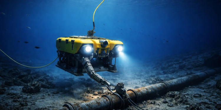 Operação de robôs submarinos em profundidades abissais