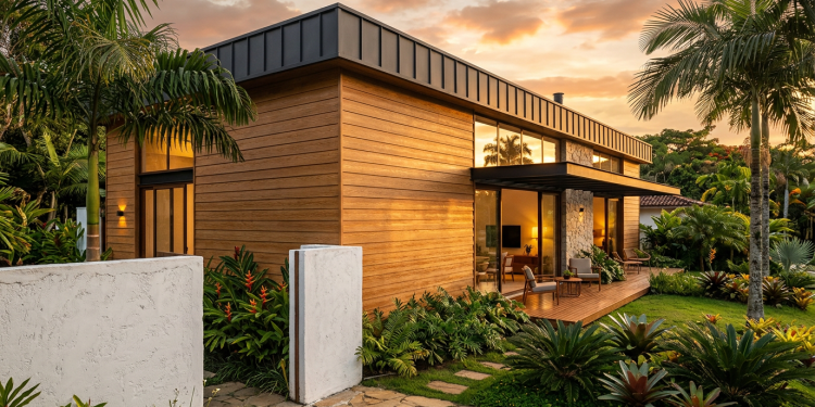 Como casas de 110 metros quadrados utilizam siding cimentício para resistir à umidade e variações climáticas