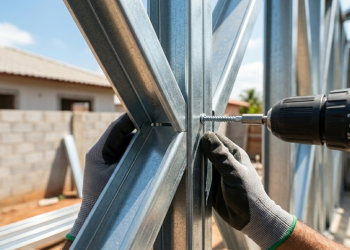 Este projeto de 52 metros quadrados usa estrutura metálica "Steel Frame" e placas cimentícias para entregar uma obra limpa, sem desperdício e com acabamento de alto padrão