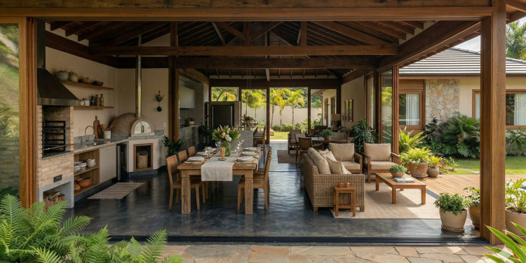 Casa térrea com varanda gourmet integrada de 90 metros quadrados