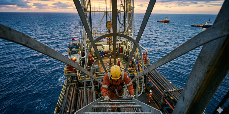 Profissão de escalador em torres de perfuração offshore