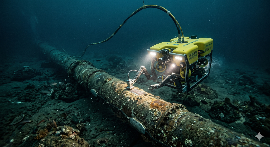 Operação de robôs submarinos em profundidades abissais