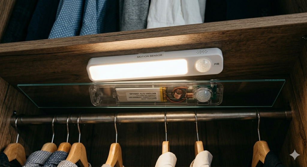 Lâmpada com sensor de presença para armários dispensa reforma e vira o luxo acessível que ilumina a casa toda por 20 reais