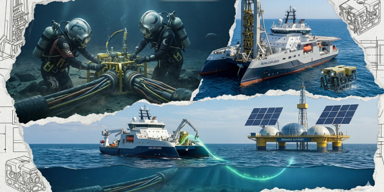 Conexão de cabos umbilicais sob águas profundas alimenta equipamentos submarinos com energia e viabiliza a extração remota hoje