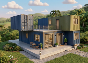 Casa modular com estrutura de containers de 60 metros quadrados une rapidez de obra, estilo industrial e baixo custo