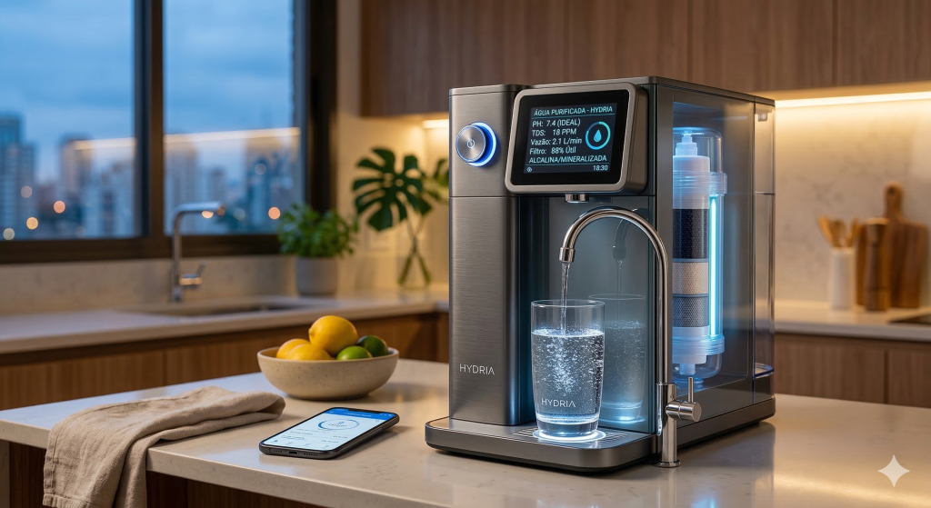 Filtro de água que substitui 2 mil garrafas plásticas faz o público economizar centenas de reais por ano no mercado