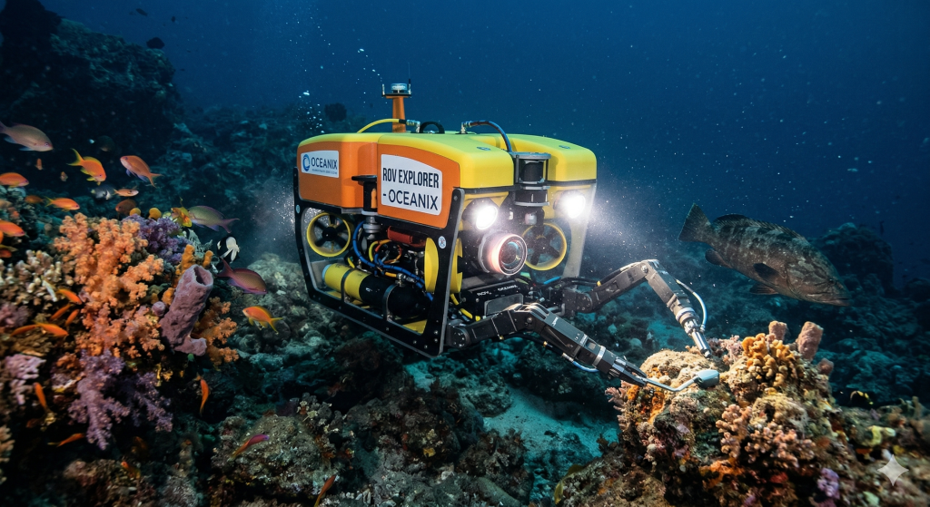 Operação de robôs submarinos em profundidades abissais