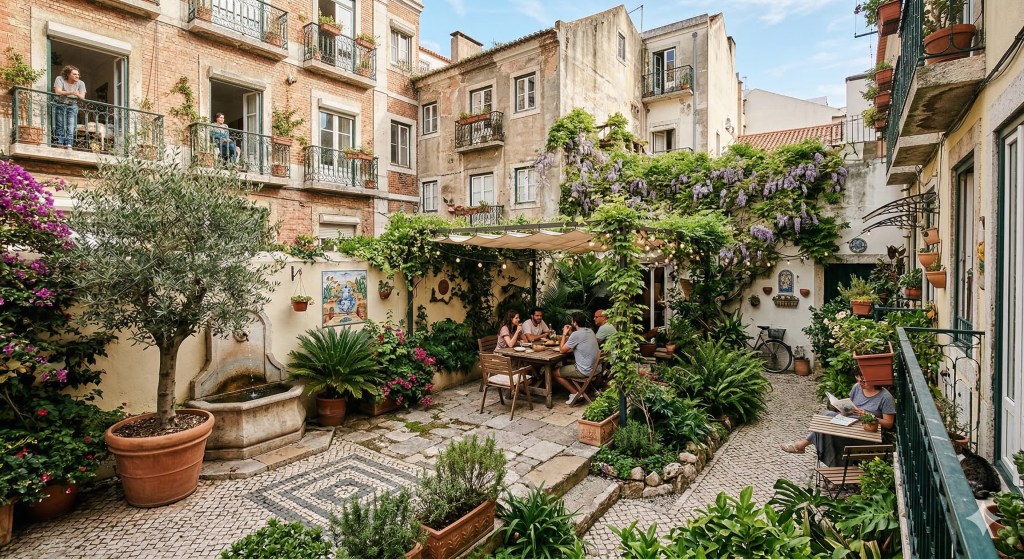 Refúgio urbano com pátio central de 85 metros quadrados