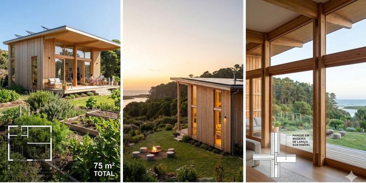 detalhes deste refúgio de veraneio sustentável de 75 metros quadrados