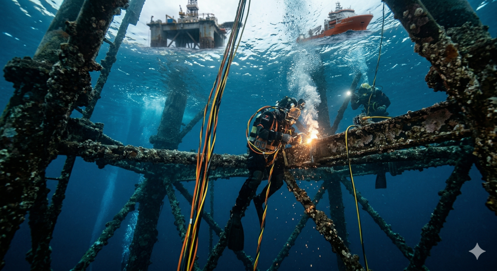 Soldagem subaquática e a carreira de mergulhador comercial