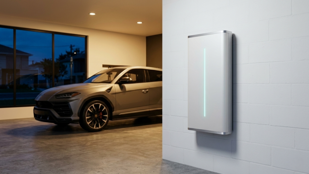 A bateria inteligente de parede que armazena a energia solar gerada de dia para que a sua casa não dependa da concessionária elétrica durante a noite