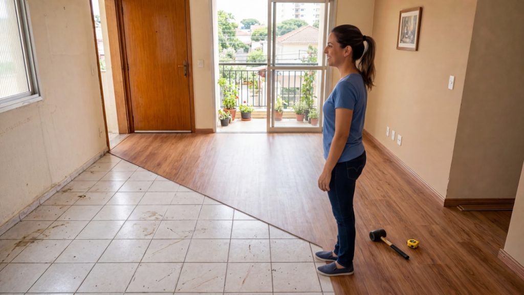 Instalação de piso inteligente de encaixe (vinílico click)