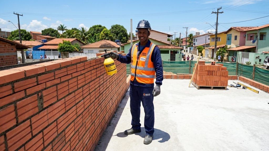 Substituição da argamassa por cola em spray na alvenaria