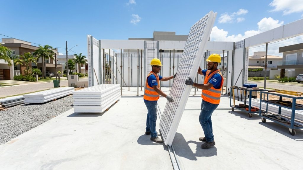 Método construtivo de painéis monolíticos em EPS (isopor armado)