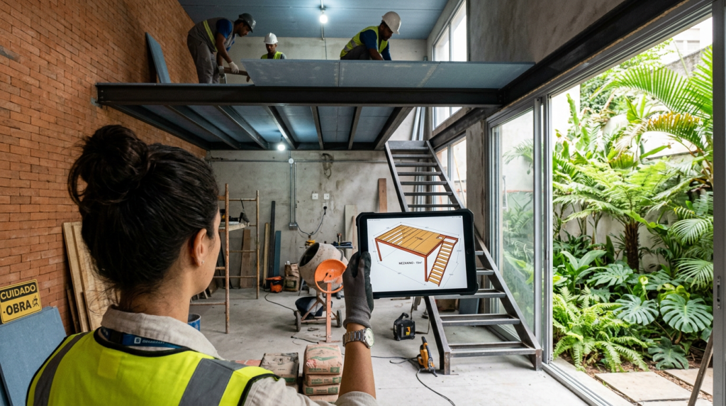 O sistema de laje seca que permite criar mezanino em 60 metros quadrados sem sobrecarregar a estrutura