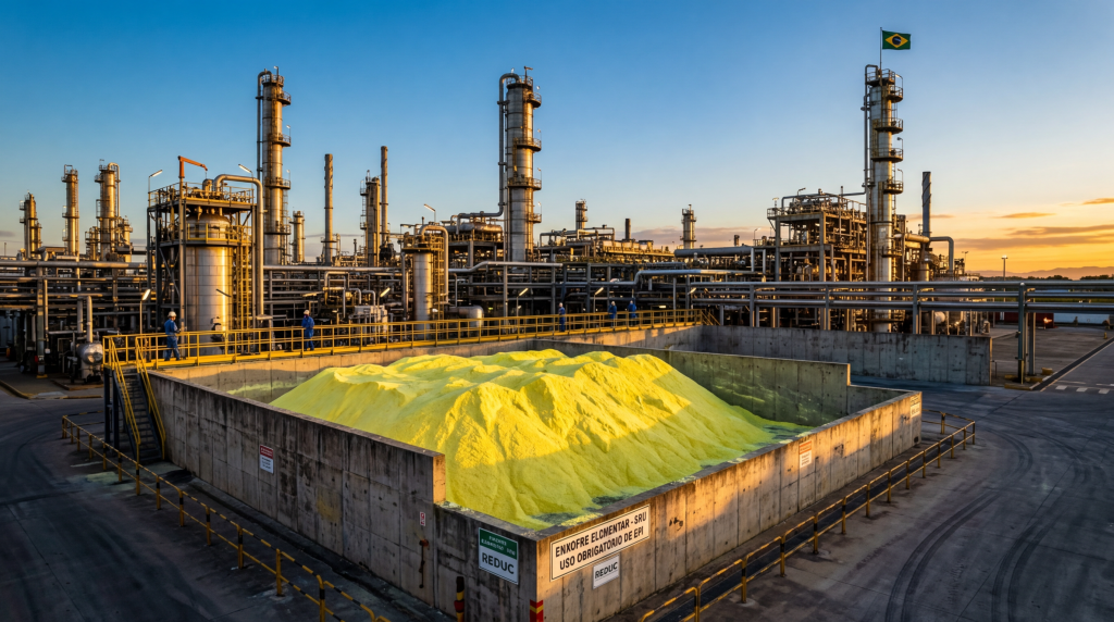 O sistema industrial que reduz emissões tóxicas ao transformar gases em enxofre sólido