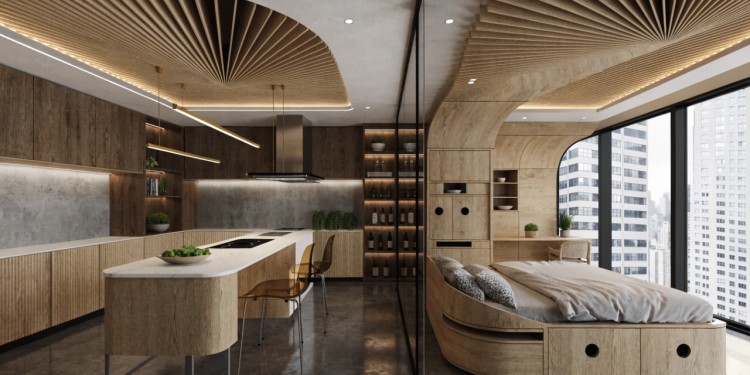 A mini casa de 42 metros quadrados com "paredes inteligentes" que se movem: o projeto que transforma a sala em quarto em segundos