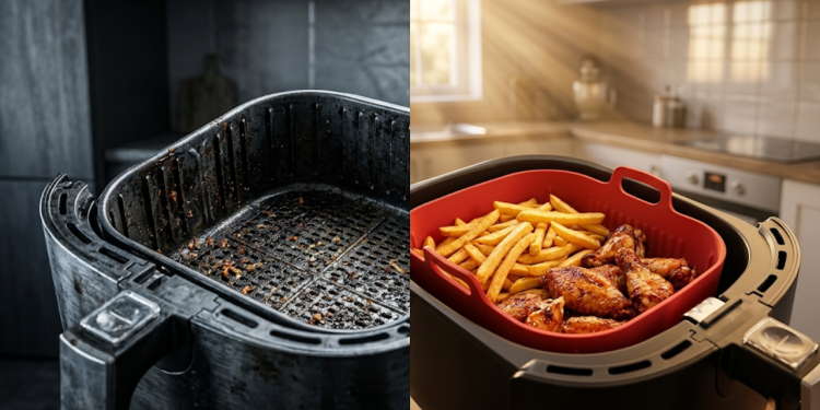 Esses 3 acessórios de silicone para air fryer ajudam a proteger o cesto, evitam gordura grudada e facilitam muito a limpeza da fritadeira