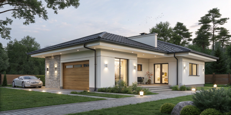 Casa minimalista com fachada clean de 82 m² une funcionalidade, conforto e organização urbana