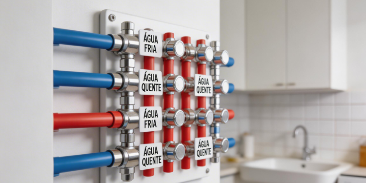 Projeto residencial de 95 metros quadrados com hidráulica centralizada em manifold que facilita manutenção