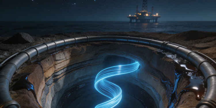 Poço de petróleo com sensores de fibra óptica que transformam quilômetros de cabo em milhares de sensores subterrâneos