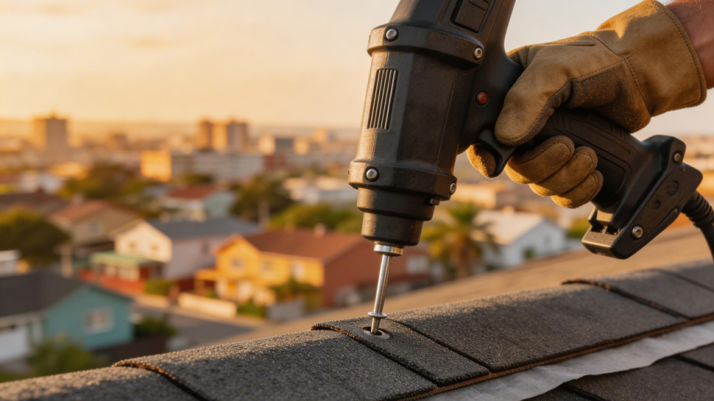 Projeto de 110 metros quadrados com telhado shingle que utiliza painéis de OSB para formar base estrutural rígida