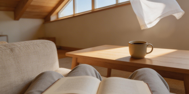 Casa de 80 metros quadrados com telhado Shed Roof que usa janelas clerestório para iluminar toda a sala com luz natural