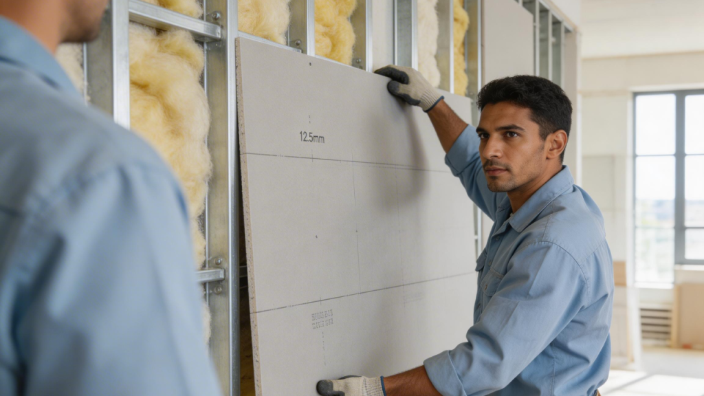 Casa compacta de 85 metros quadrados com paredes de drywall isoladas com lã de rocha para criar quartos silenciosos