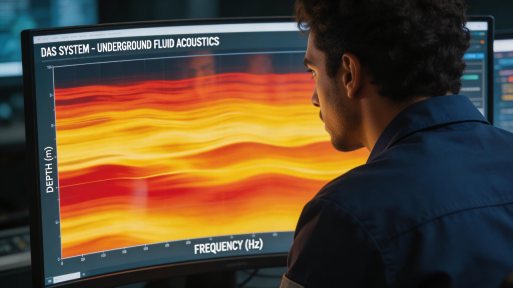 Poço de petróleo com sensores de fibra óptica que transformam quilômetros de cabo em milhares de sensores subterrâneos