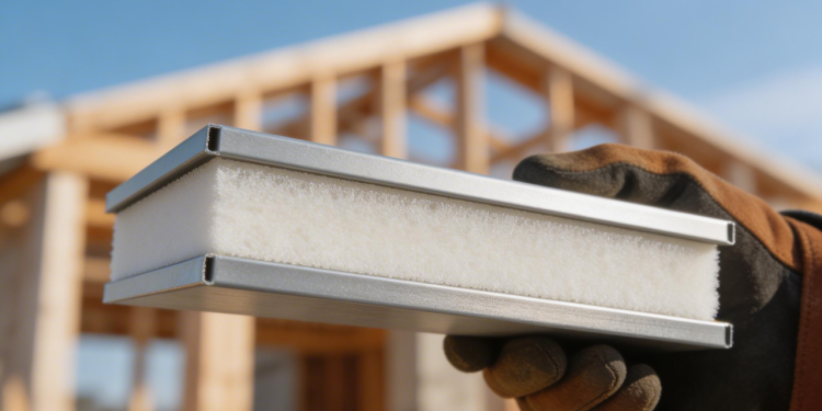 O projeto de 52 metros quadrados com “telhado sanduíche” usa placas metálicas com isolamento interno que reduzem calor e barulho da chuva