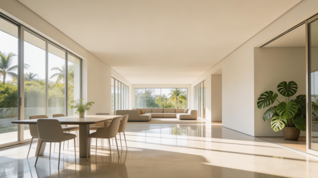 Projeto de 110 metros quadrados com living integrado onde sala, cozinha e jantar formam um único ambiente