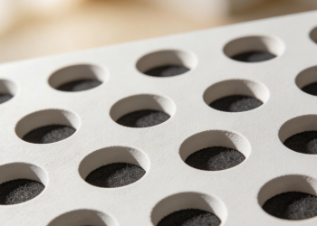 Projeto de 110 metros quadrados com drywall perfurado que ajuda a equilibrar o som dentro da casa