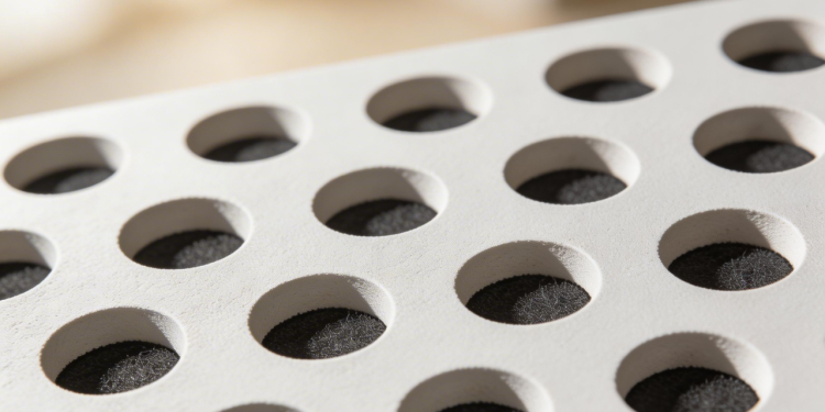 Projeto de 110 metros quadrados com drywall perfurado que ajuda a equilibrar o som dentro da casa