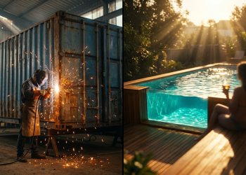 O verdadeiro planeamento exigido para transformar um container marítimo abandonado numa piscina de superfície com acabamento de luxo