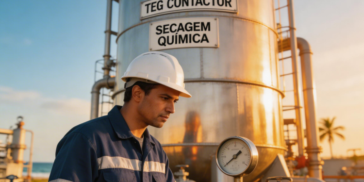 O “banho químico” do gás natural: a tecnologia que remove água antes do transporte