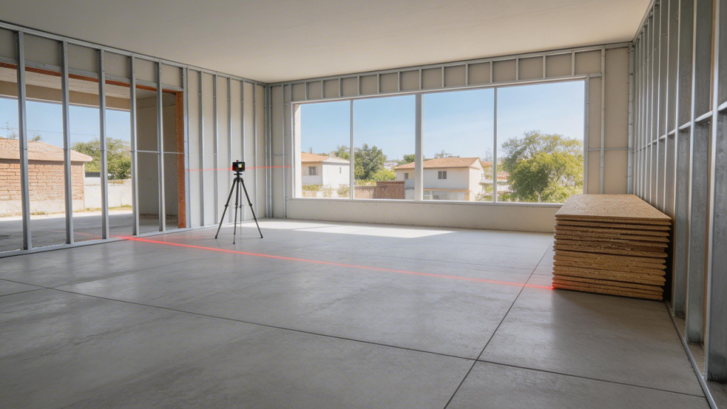 Modelo de 110 metros quadrados com segundo piso leve montado com painéis industrializados