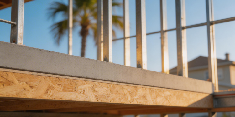 Modelo de 110 metros quadrados com segundo piso leve montado com painéis industrializados