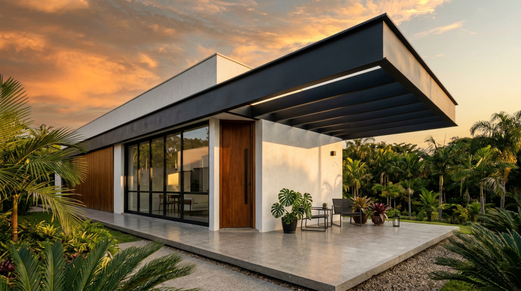 Beirais em cantilever com perfis de aço, A solução moderna para cobertura de casas de 85 metros quadrados